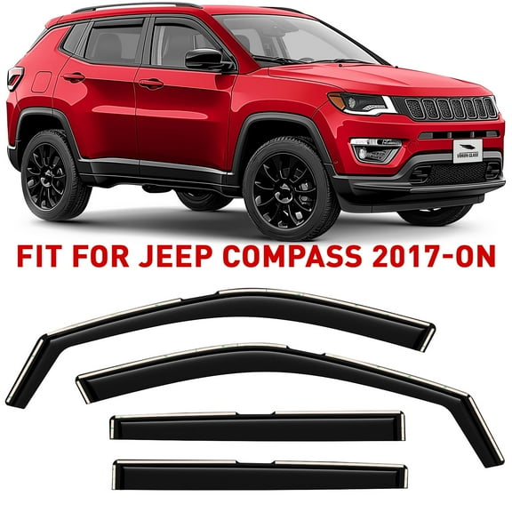 Voron Glass In-Channel Extra Durable Rain Guards for Jeep Compass 2017-2026, Window Deflectors, Vent Window Visors, 4 Pieces - 200669