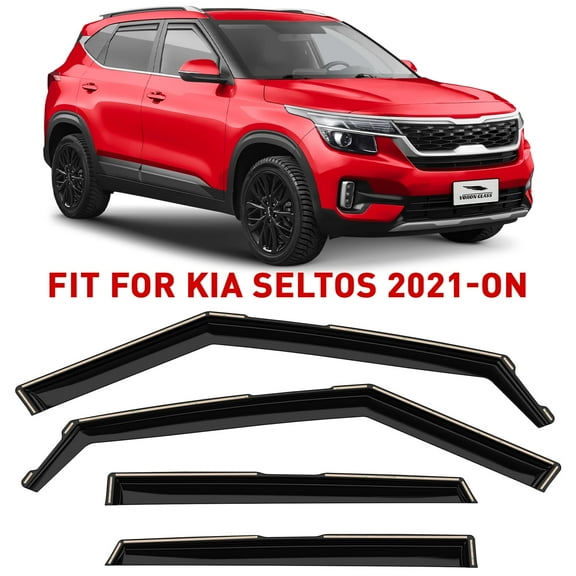 Voron Glass in-Channel Extra Durable Rain Guards for Kia Seltos 2021-2026, Window Deflectors, Vent Window Visors, 4 Pieces - 200313