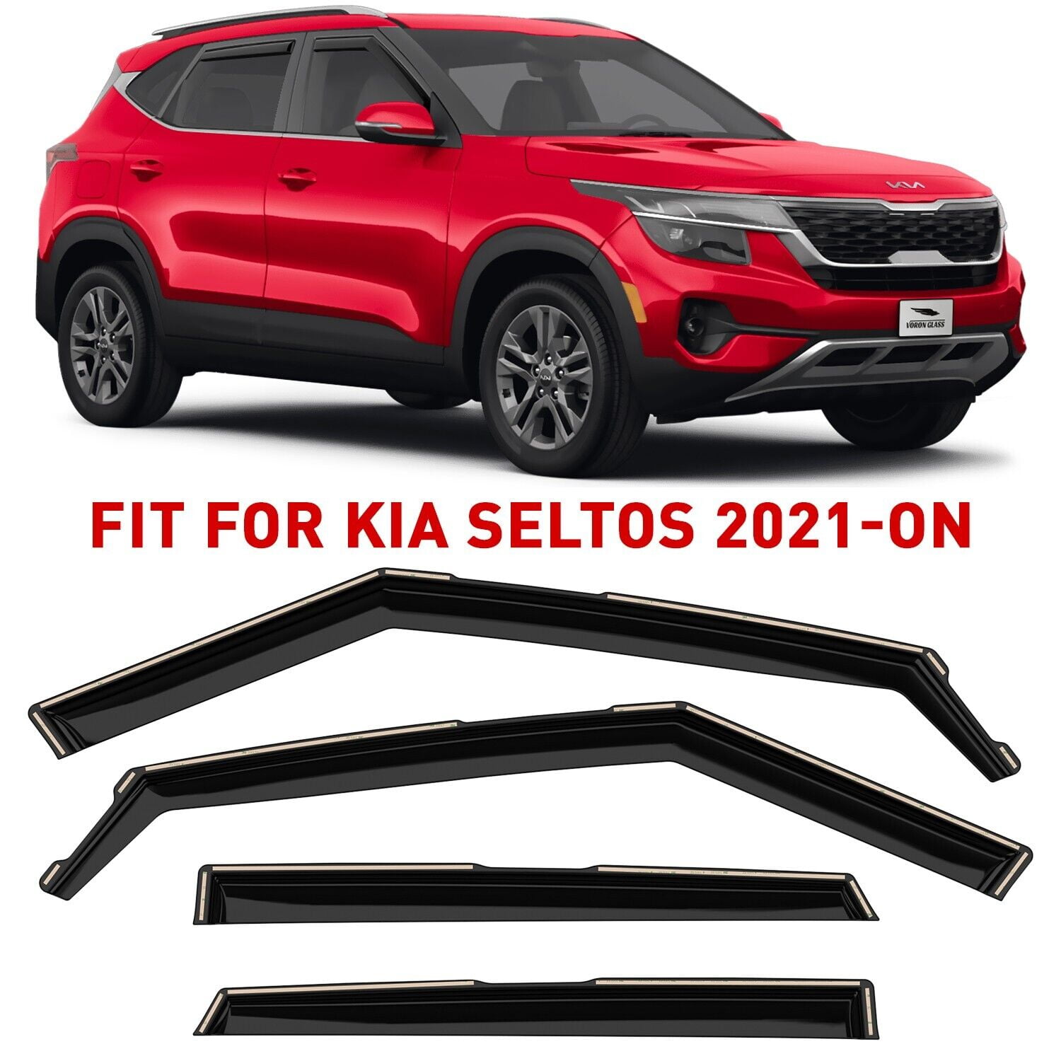 Voron Glass inChannel Extra Durable Rain Guards for Kia Seltos 2021