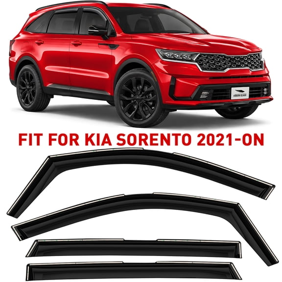 Voron Glass in-Channel Extra Durable Rain Guards for Kia Sorento 2021-2027, Window Deflectors, Vent Window Visors, 4 Pieces - 220216