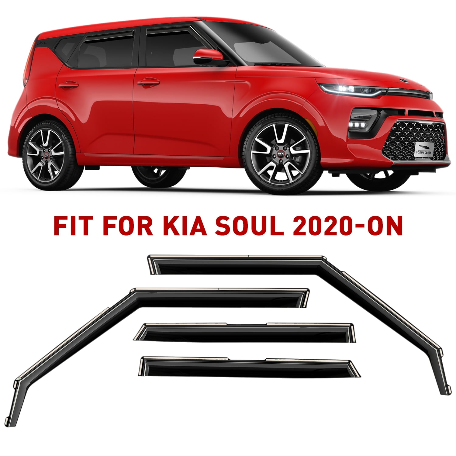Voron Glass in-Channel Extra Durable Rain Guards for Kia Soul 2020