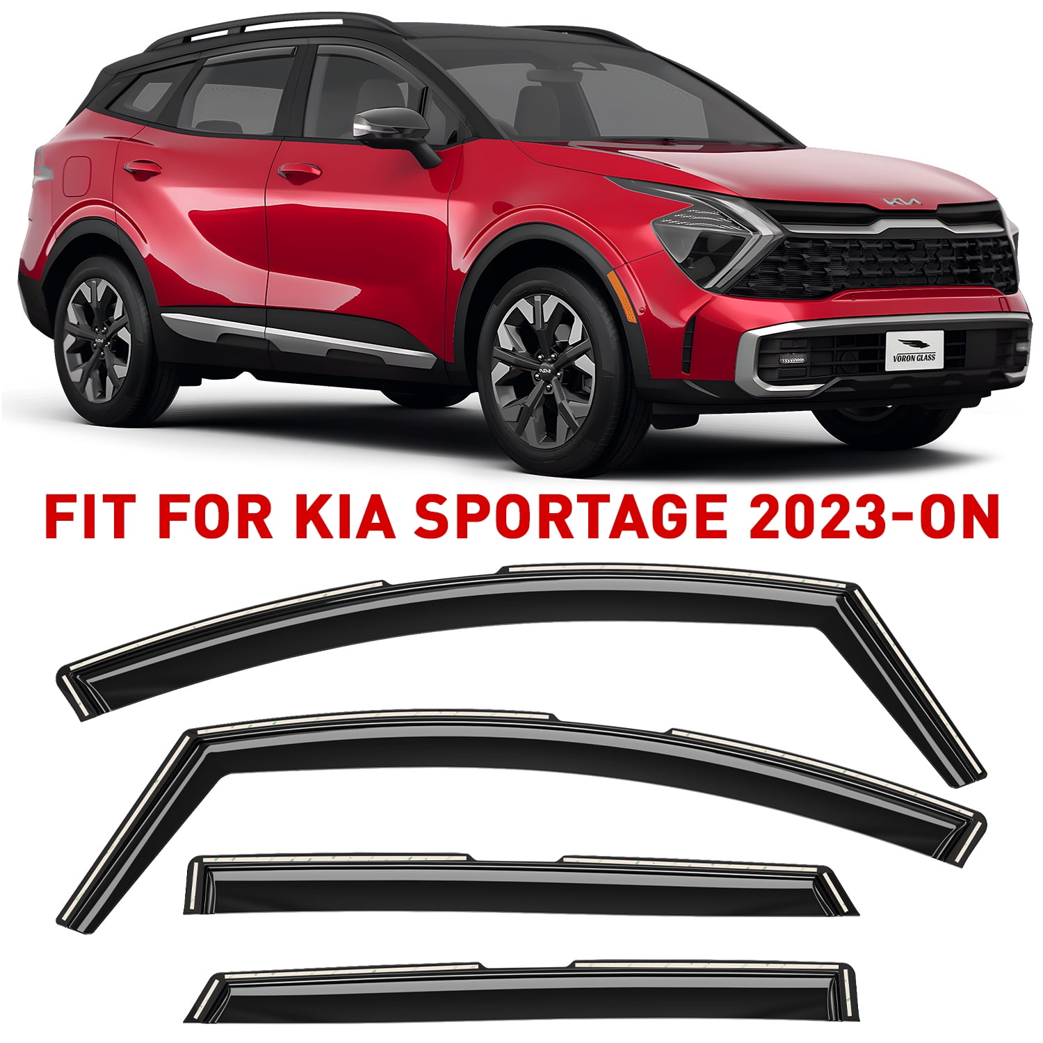 Voron Glass inChannel Extra Durable Rain Guards for Kia Sportage 2023