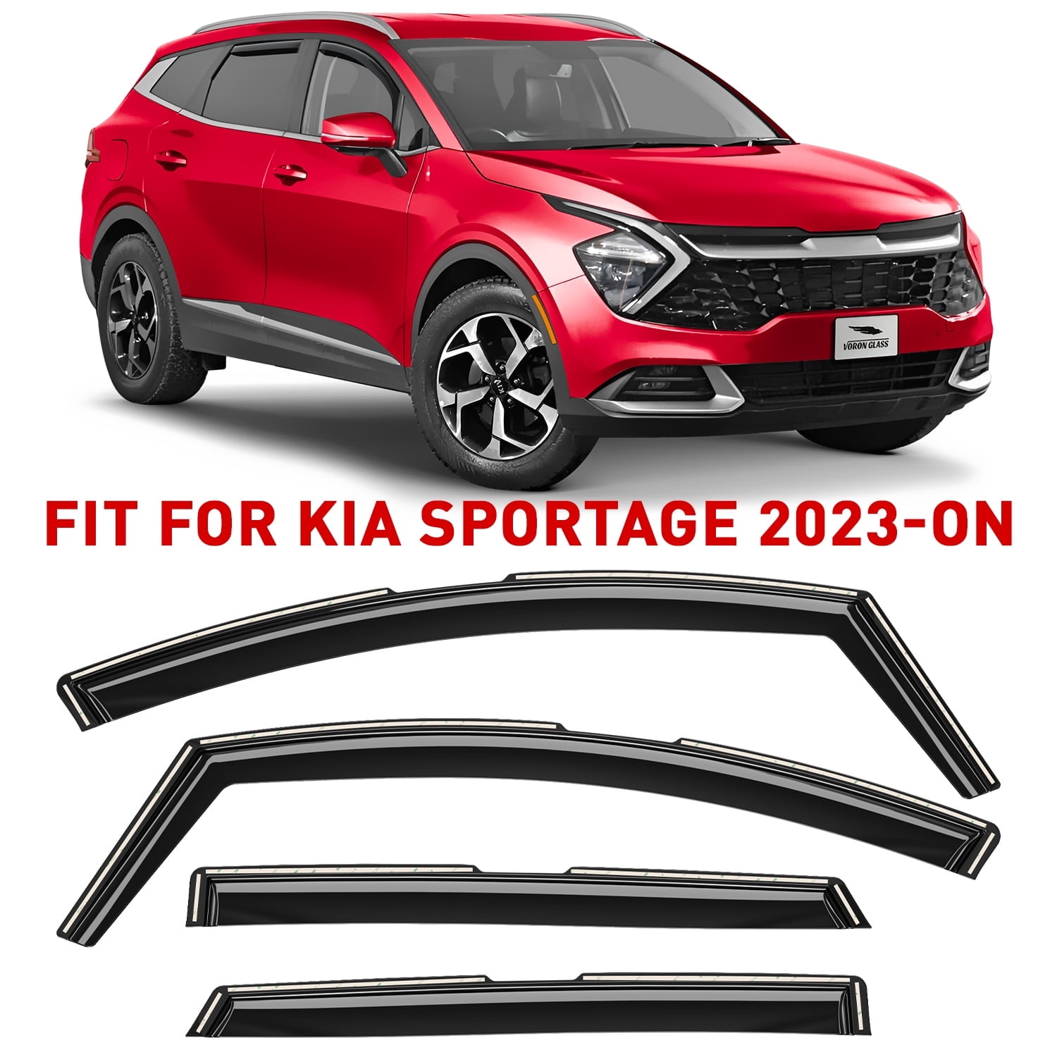 Voron Glass in-Channel Extra Durable Rain Guards for Kia Sportage 2023-2025, Window Deflectors, Vent Window Visors, 4 Pieces - 200671