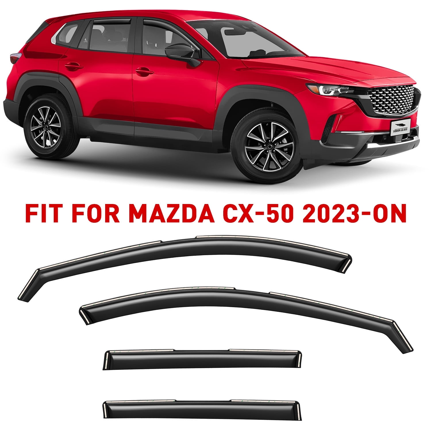 Voron Glass in-Channel Extra Durable Rain Guards for Mazda CX-50 2023-2026, Window Deflectors, Vent Window Visors, 4 Pieces - 200655