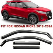 Voron Glass in-Channel Extra Durable Rain Guards for Nissan Kicks 2018-2024, Window Deflectors, Vent Window Visors, 4 Pieces - 200432