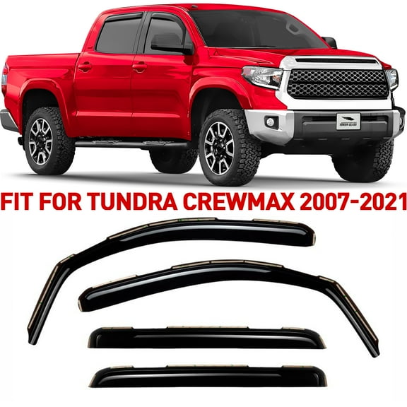 Voron Glass in-Channel Extra Durable Rain Guards for Trucks Toyota Tundra 2007-2021 CrewMax, Window Deflectors, Vent Window Visors, 4 Pieces - 220083