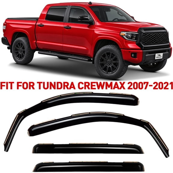 Voron Glass in-Channel Extra Durable Rain Guards for Trucks Toyota Tundra 2007-2021 CrewMax, Window Deflectors, Vent Window Visors, 4 Pieces - 220083