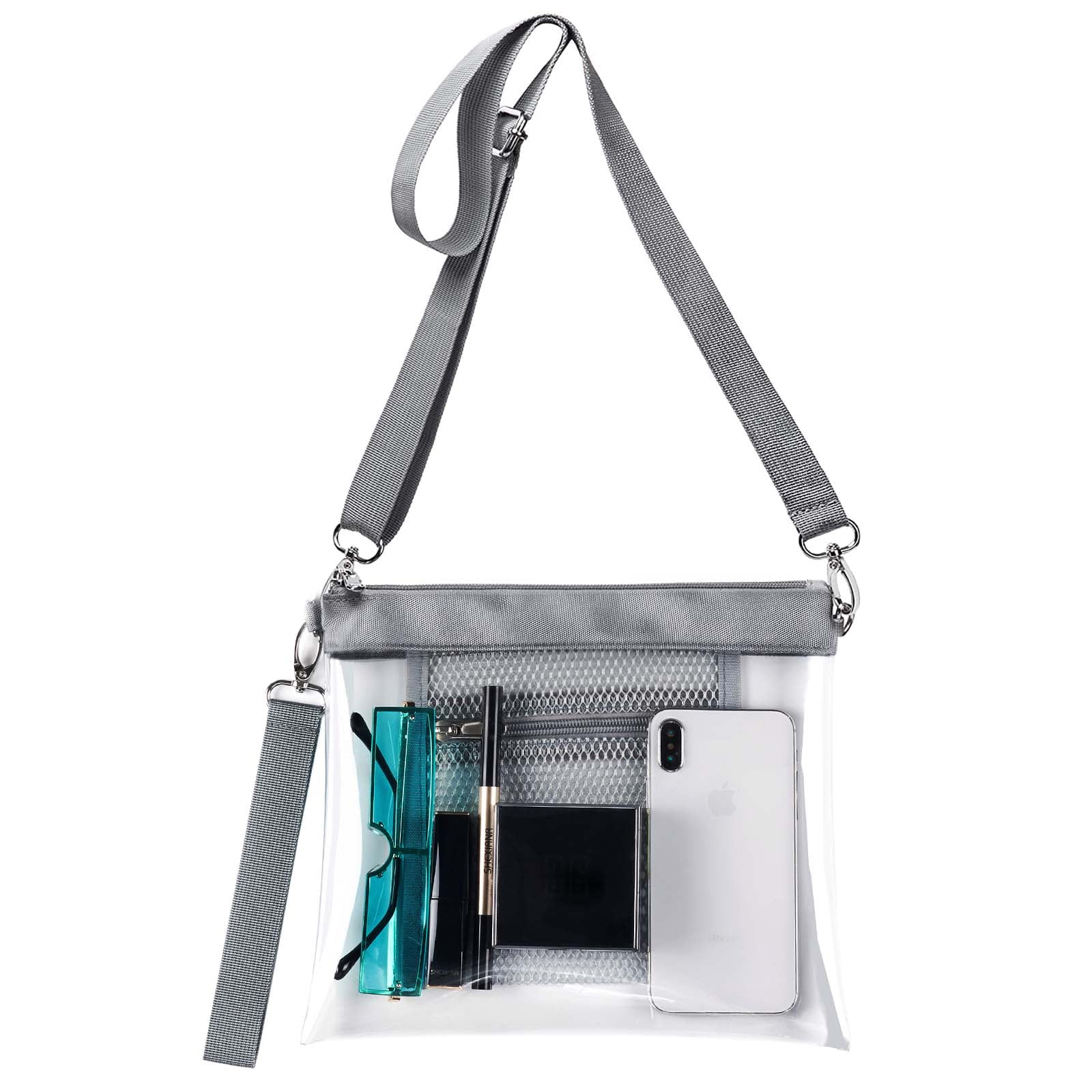 Vorspack Clear Bag Stadium Approved - PVC Clear Purse Clear Crossbody Bag  with Front Pocket for Concerts Sports Festivals