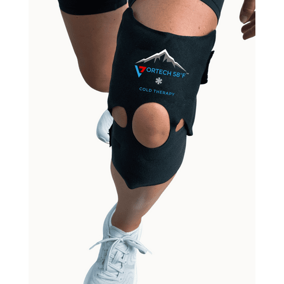 Vortech 58°F Cold Therapy Knee Wrap – Reusable Cooling Wrap for Knee Pain Relief, Swelling, Injury Recovery – Adjustable, Latex-Free, No Ice or Gel – Fits Left or Right Knee – One Size
