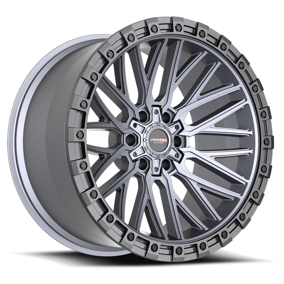 Vortek VRT-608 20x12 5x127 5x139.7 -44 Cb 78.1 Matte Titanium With Black Bead Ring