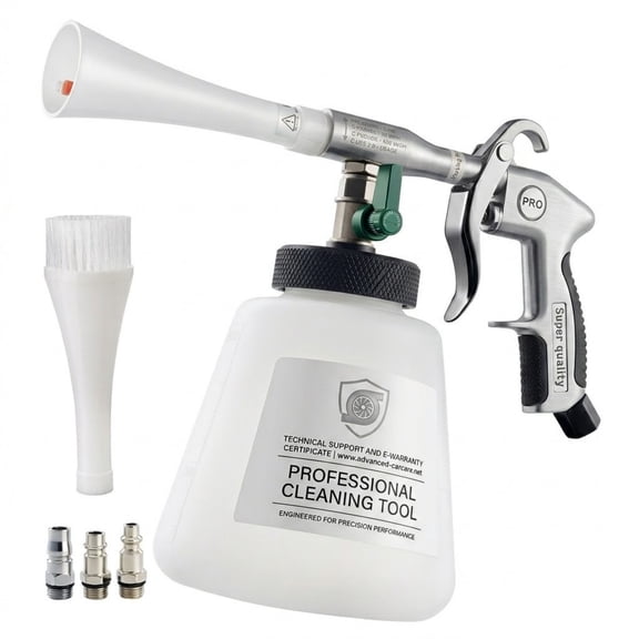 Vortex Car Cleaning Gun with 1L Bottle, 6-9.2 Bar High-Pressure Air Blow Gun with 2 Nozzles, 1/4" NPT Automotive Detailing Tool