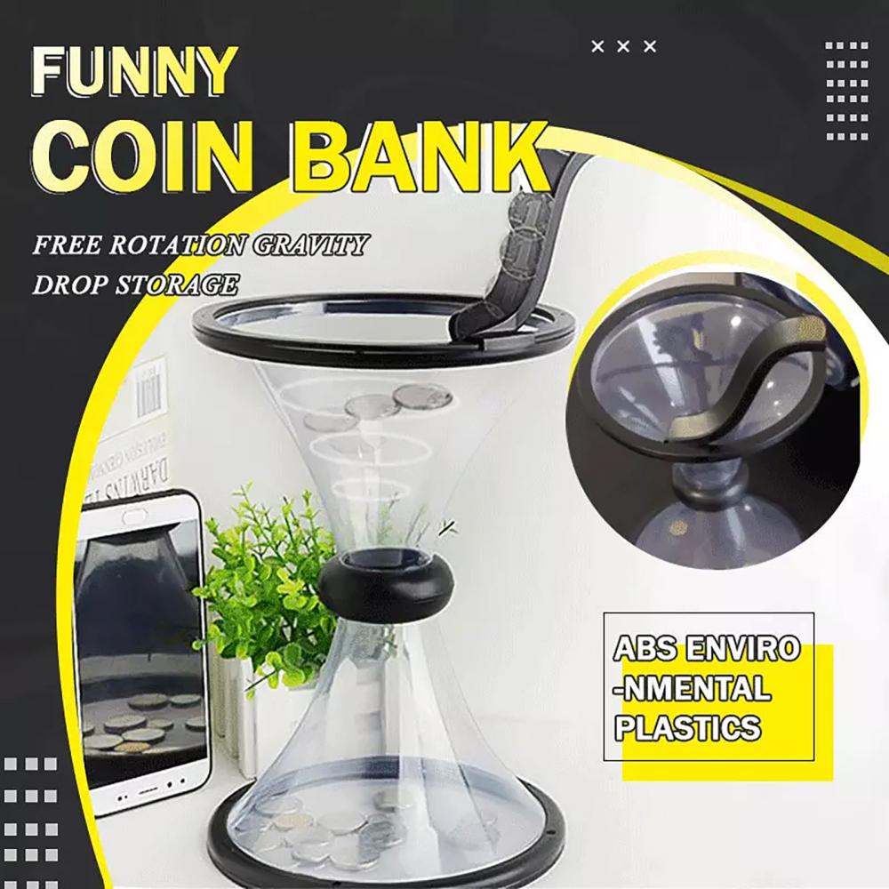 Vortex Coin Piggy Interesting Funnel Transparent Bank Money Spin Bank