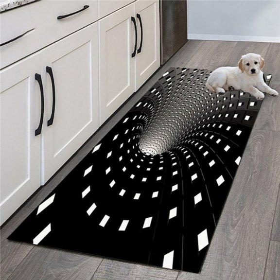 Vortex Illusion Print Kitchen Rug Outdoor Entrance Mat for Live Room Bathroom Rugs Kitchen Floor Mat