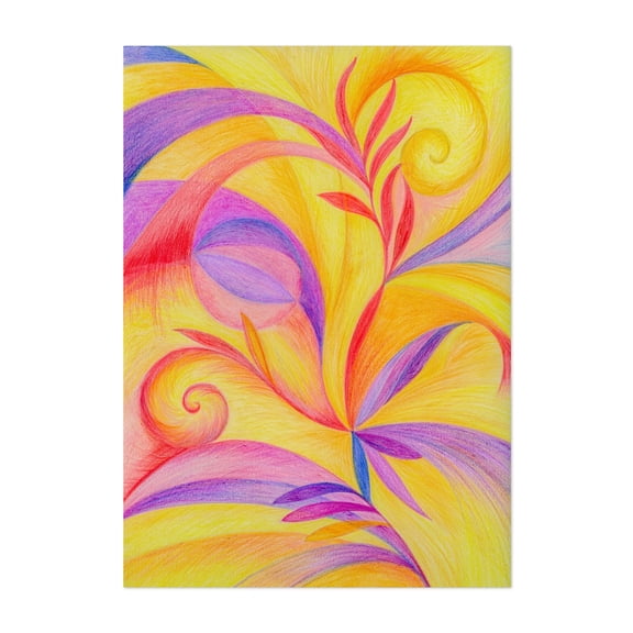 Vortex - Illustration Abstract Modern Art Geometric Pastel Surrealism Floral Unframed Wall Art Print 4 x 6 inches