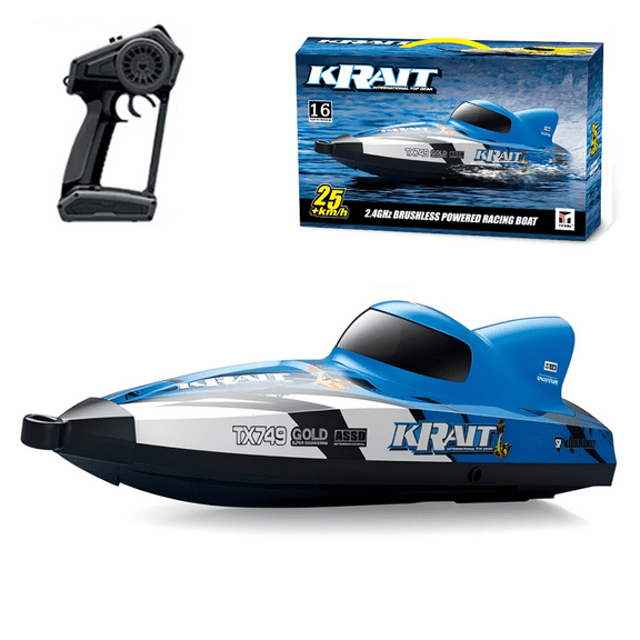 Vortex Jet High-Speed Brushless RC Speedboat, Waterproof Electric Remote Control Boat with Self-Righting Design, 2.4G Mini Racing RC Boat for Adults, Blue