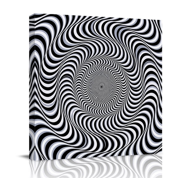 Vortex Lines Canvas Wall Art for Living Room, Modern Abstract Black and White Optical Spiral Dynamic Lines Wall Decor Framed Artwork Pictures Ready to Hang for Bedroom Office Home Decor