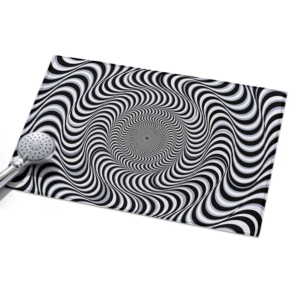 Vortex Lines Front Door Rugs 2x3ft Modern Abstract Black and White Optical Spiral Dynamic Lines Washable Rug, Non Slip Indoor Carpet Absorbent Floor Mat for Living Room Bedroom Dining Room