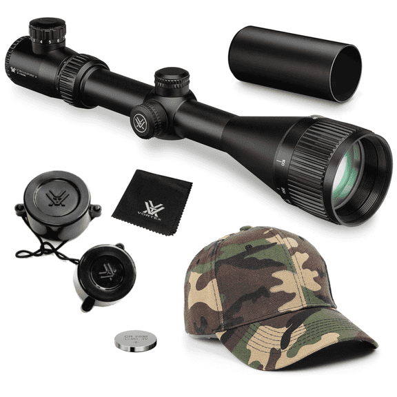 Vortex Optics Crossfire II 3-12X 56 AO V-Brite MOA Riflescope with Free Hat Camo Forest Bundle