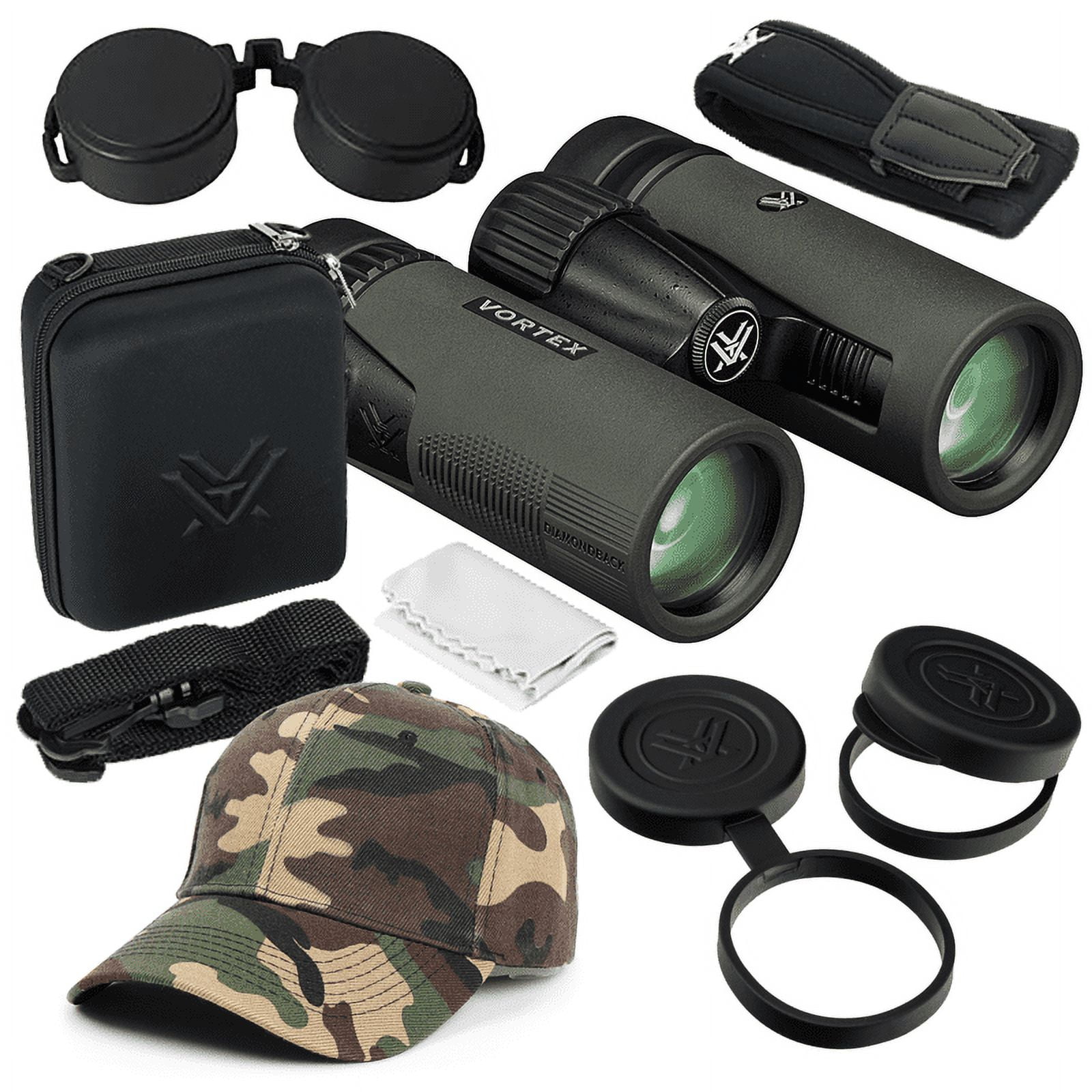 Vortex Optics DB212 Diamondback HD 8x32 Binocular with Free Hat (Camo