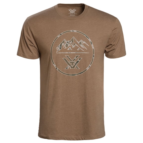 VORTEX Adult Male Three Peaks Short Sleeve T-Shirt, Color: Coyote Heather, Size: L (121-10-CHE-L)