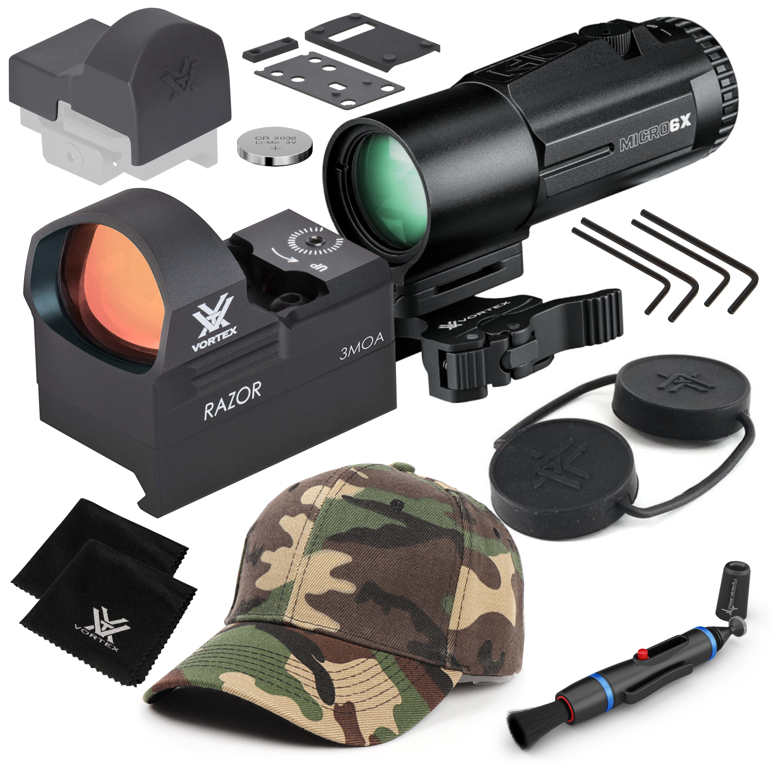 Vortex Optics Razor Red Dot 3 MOA w/ Micro 6X Magnifier and Free Hat
