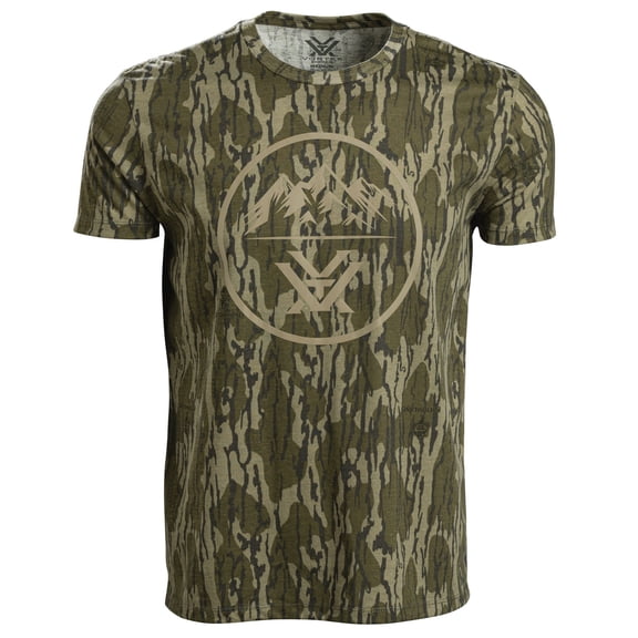 Vortex Optics Three Peaks Short Sleeve T-Shirt, Mossy Oak Bottomland Camo, Men's, Cotton Blend XXXL (121-10-BOM3X)