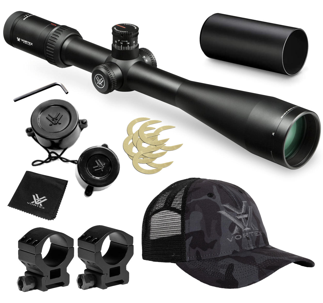 Vortex Optics Viper HSLR 6-24X50 XLR (MOA) FFP, 30 mm Tube with Pro 30mm High Rings (1.18in) and Free Hat Bundle - image 1 of 7