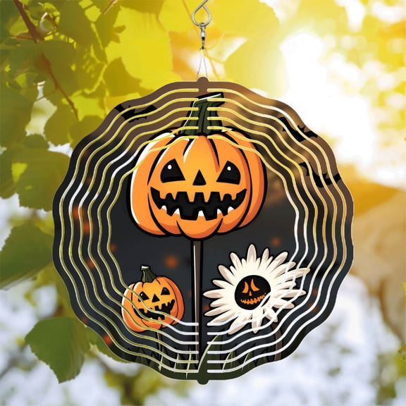 Vortex Pattern Metal Hanging Wind Spinners & Chimes for Yard & Garden - Festive Design with Concentric Lines & Bokeh Effect