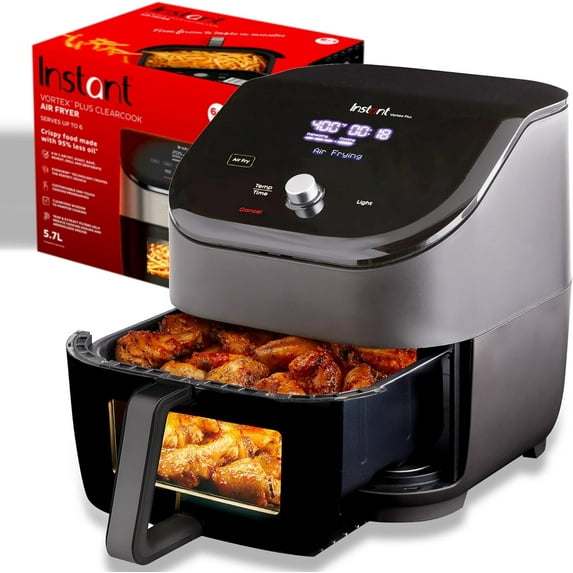 Vortex Plus 6QT ClearCook Air Fryer, Clear Windows, Custom Program Options, 6-in-1 Functions, Crisps, Broils, Roasts, Dehydrates, Bakes, Reheats, from the Makers of Pot, Black