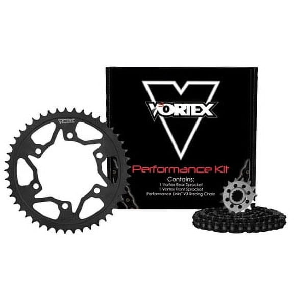 Vortex V3 WSS Warranty Chain and Sprocket Kit Black Anodized Chain for Yamaha YZF-R3 2015-2018