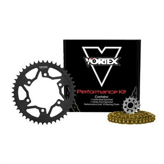 Vortex V3 WSS Warranty Chain and Sprocket Kit Gold Anodized Chain For Honda