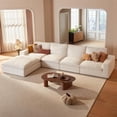 thumbnail image 1 of Vorthio 161.2" Cloud Couch,Oversized Modular Sectional Sofa,35'Deep Seat Comfy Sofa, Boneless Couches for Living Room,White(4 Seater& 1ottoman), 1 of 8