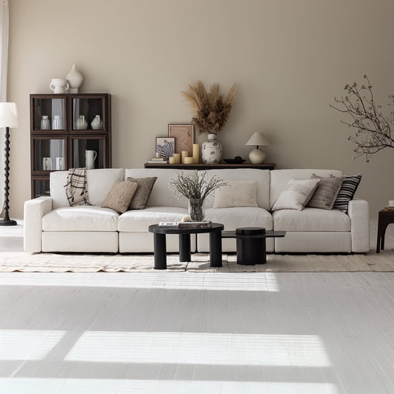 Vorthio 4 Seater Cloud Couch, Modular Sectional Sofa, Oversized Deep Seat Couch for Living Room, White