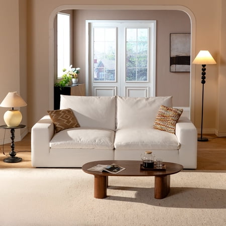 Vorthio 90.5" Modular Sectional Sofa, Oversized L-Shape Cloud Couch,Boneless Couches for Living Room,No Assembly Required, White