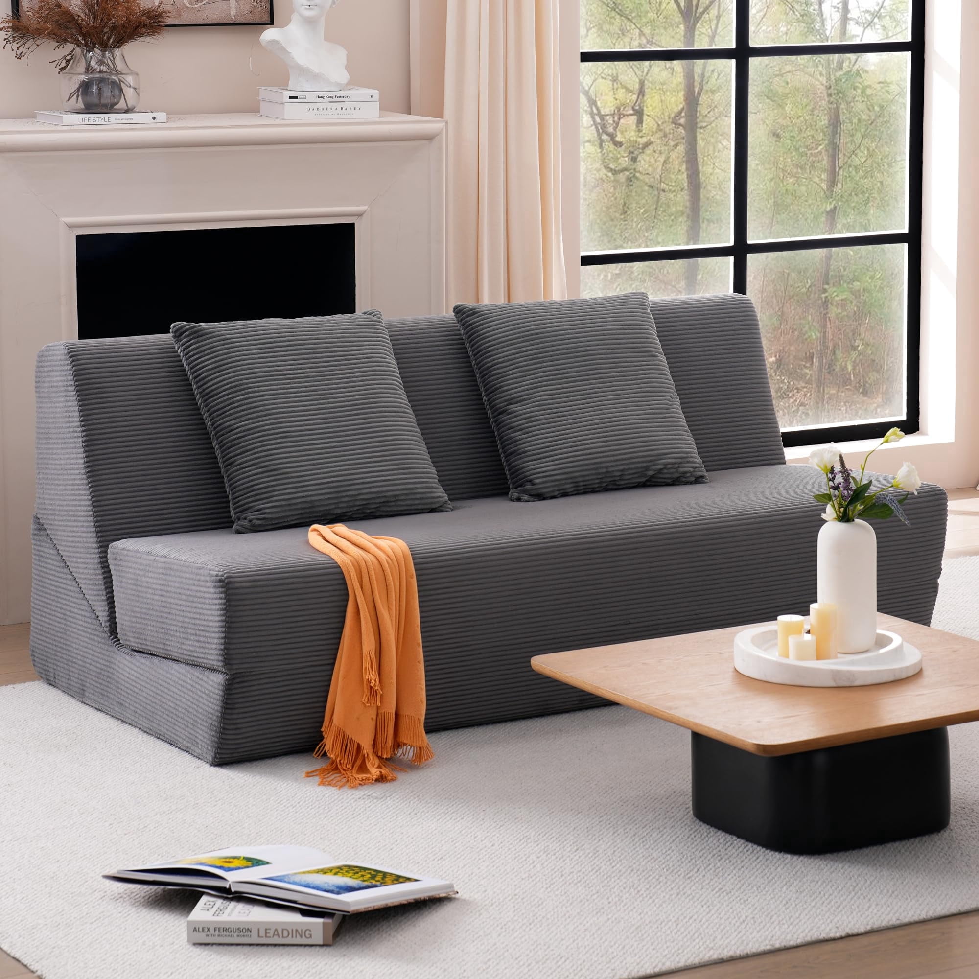Vorthio Ergonomic Accent Sofa Chair with Wide Seat and Deep Cushion, 105° Reclined Backrest, High Density Foam & S Spring Support, Dual Removable Fabric Covers, Steel Frame Living Room Lounge Chair