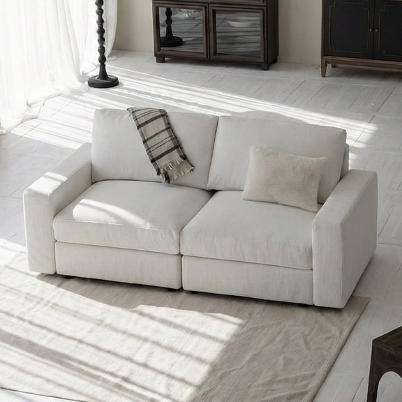 Vorthio White Cloud Loveseat Sofas, Oversized Couch with Wide Deep Seats, Modular Sectional Couch Style for Living Room, Couches and Sofas Sectional Look