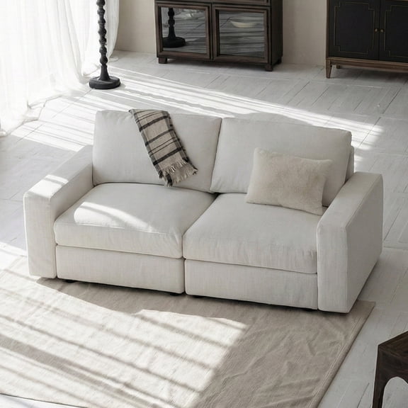 Vorthio White Cloud Loveseat Sofas, Oversized Couch with Wide Deep Seats, Modular Sectional Couch Style for Living Room, Couches and Sofas Sectional Look