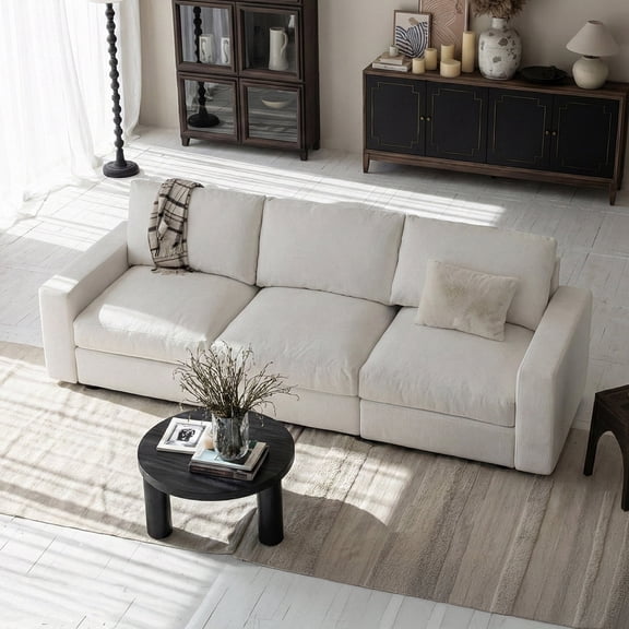 Vorthio White Three-Seat Cloud Sofas, Oversized Couch with Deep Seats, Modular Sectional Couch Style, Couches and Sofas Sectional Living Room