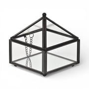 Vortial Metal Framed Glass Pyramid Decorative Box - Black
