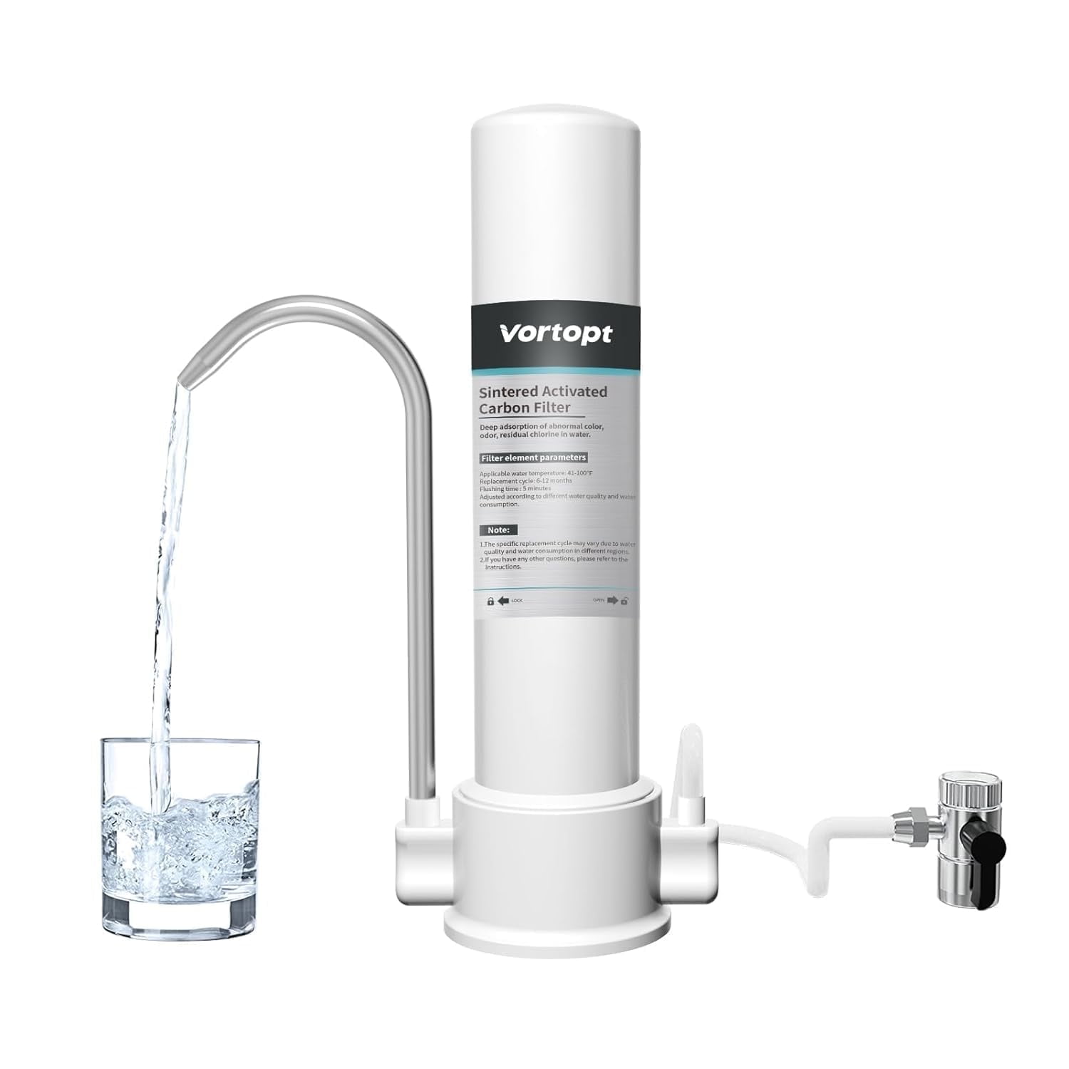 Vortopt F8 Faucet Countertop Water Filtration System - NSF Certified Water Filter for Sink