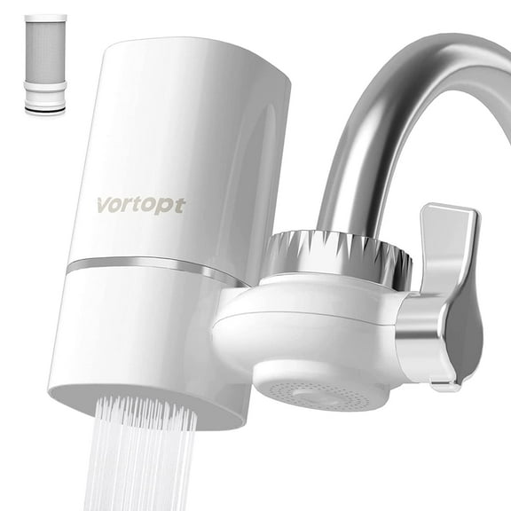 Vortopt T1 Faucet Water Filter, Chrome White 5-Stage Filtration for Kitchen Sink, 1 Count