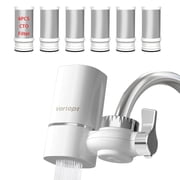 Vortopt T1 Water Filter for Sink Faucet, 400 Gallon Capacity, Reduces 99% Chlorine & Odors, with 6 Replacement Cartridges