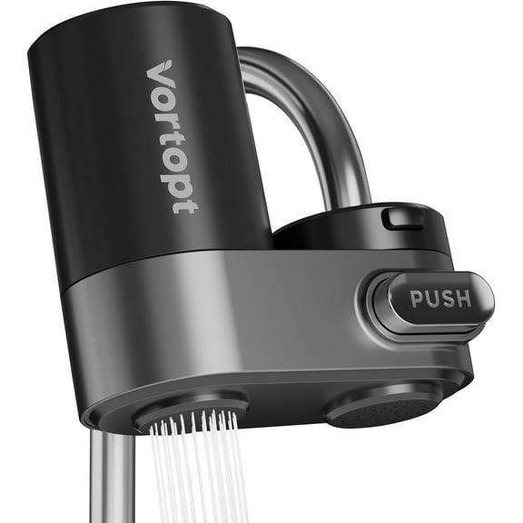 Vortopt T5 Water Filter for Faucet - NSF Certified Sink Water Filter, 350 Gallons Faucet Mount Tap Water Purifier for Kitchen & Bathroom, Reduces Lead, Chlorine, Bad Taste, Black