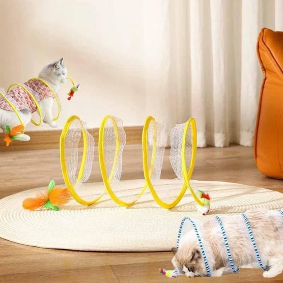 Voryzel Cat Tunnel, Vorylix Cat Toy, Self-Play Cat Hunting Spiral Tunnel Toy, Cat Tunnel for Indoor Cats, Kitten Tunnels Toys Interactive Playing Exercise (Yellow-1)