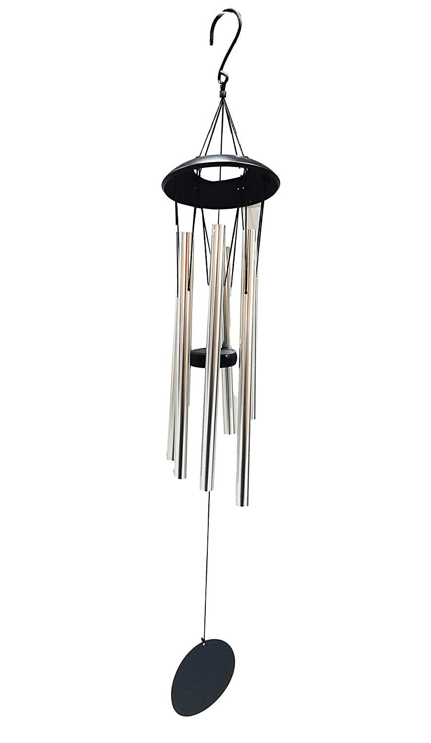 Vos Aura Deluxe Windchime Beautiful Melodic Ambiance Hanging 38 Inch Wind Chimes Home and Garden Decor (Brush White)