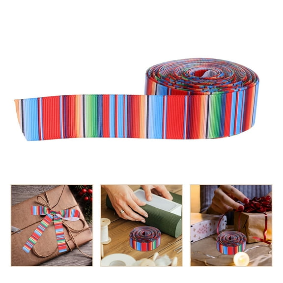 Vosarea 1 Roll Mexican Ribbon Multi Polyester Hair Bows Sewing Supplies for Themed Parties
