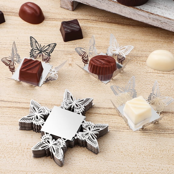 NIAIZEK 50 Pcs Paper Truffle Wrappers Cupcake Liners Chocolate Candy Cups Party Decorative Disposable Baking Supplies(3.94X3.94X0.08in)