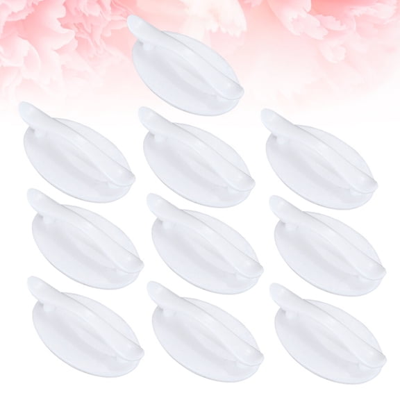 Vosarea 10Pcs Multifunctional Drawer Knobs White Plastic Adhesive Pull Handles for Cabinets