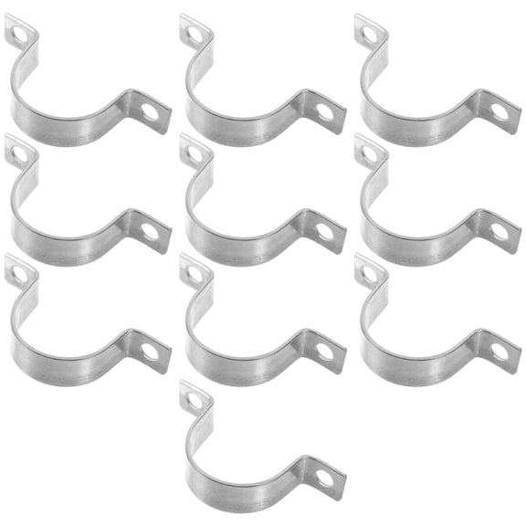 Vosarea 10Pcs Plated Silver Galvanized Pipe Clips with Horseback Clamp Design for Reliable Wall Mounting