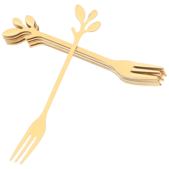 Vosarea Set of 10 Stainless Steel Dessert Forks, Portable and for Outdoor Picnics, Travel, and Parties